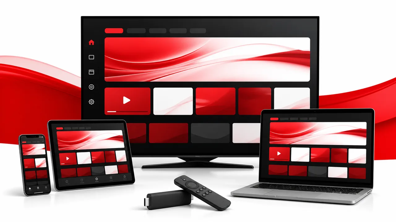 Television with a streaming stick and remote ready for IPTV player installation